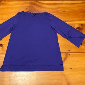 EILEEN FISHER S Purple Slit Sleeve Bell Cuff Blouse Hi Low Viscose Stretch